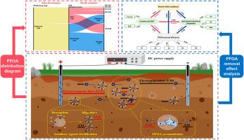 Cathodic enhanced electrokinetic remediation of PFOA contaminated soil: Auxiliary agents-enhanced desorption and migration