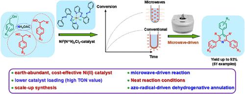 Microwave-Driven Solventless Nickel Metalloradical-Catalyzed [2 + 2 + 1 + 1] Cascade Annulation of Polysubstituted Pyridines