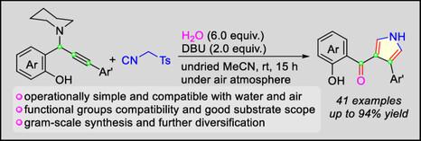 Modular Synthesis of 3,4-Disubstituted Pyrroles Through Three-Component Van Leusen Reaction of Propargylamines with Tosylmethyl Isocyanide and Water