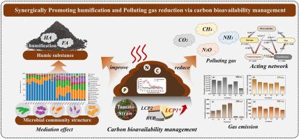 Synergistically promoting humification and polluting gas reduction in cherry tomato straw composting via carbon bioavailability management