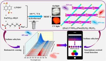 Smartphone-assisted ratiometric fluorescence detection of sodium salicylate based on a dual-ligand Eu(III)-MOF