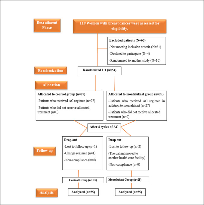 Evaluating the role of montelukast on doxorubicin-induced cardiotoxicity in breast cancer patients.