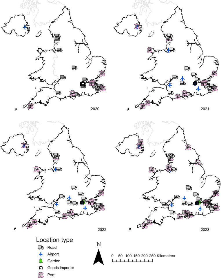 Invasive mosquito surveillance in the United Kingdom 2020 to 2024: First detection of Aedes aegypti eggs in the UK and further detection of Aedes albopictus.