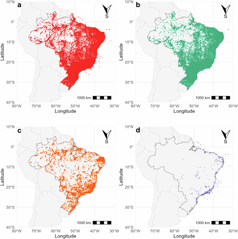 Georeferenced database of invasive non-native species occurrences in Brazil.