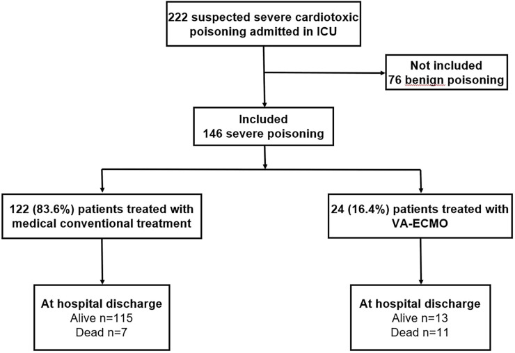 Use of extracorporeal membrane oxygenation in severe cardiotoxic poisoning: Analysis of a cohort over 10 years.