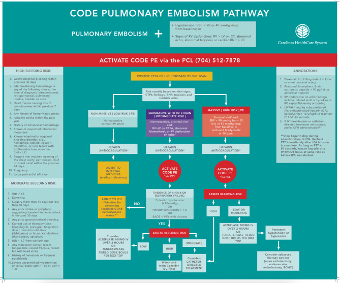 Process and outcome evaluation of a regional pulmonary embolism response team.