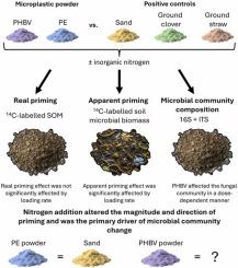 Addition of inorganic nitrogen significantly increases the real and apparent priming effects of polyethylene and PHBV microplastics in soil