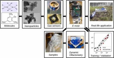 Organometallic-derived metal oxide sensors for H₂S detection in an electronic nose for odor abatement assessment