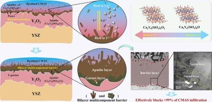 Interfacial reaction-induced bilayer multicomponent barrier in plasma-sprayed Y2O3/YSZ coatings for superior CMAS corrosion resistance