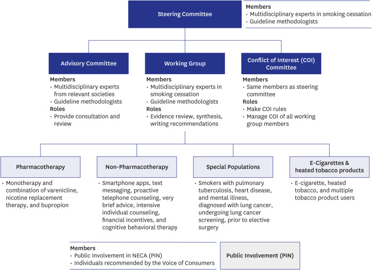 Korean Clinical Practice Guideline of Korean Society for Research on Nicotine and Tobacco (KSRNT) and National Evidence-based Healthcare Collaborating Agency (NECA) on Treatment of Tobacco Use 2024.