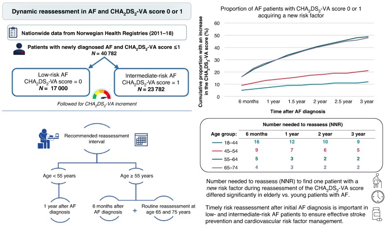 Timing of stroke risk reassessment in atrial fibrillation patients with a CHA2DS2-VA score of 0 or 1: the Norwegian AFNOR study.