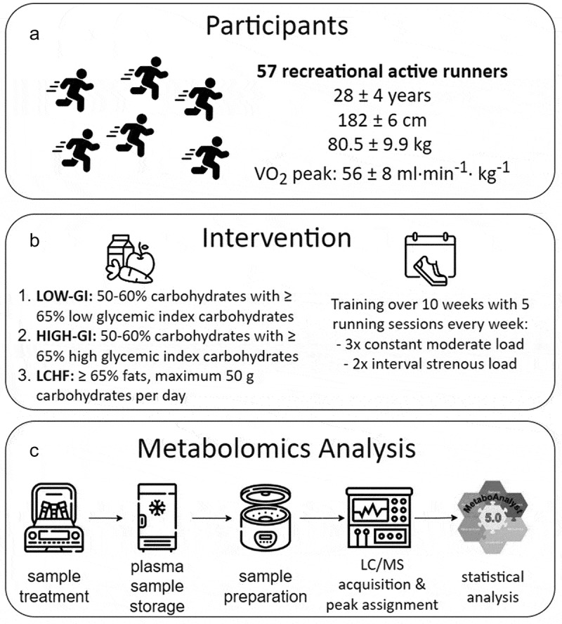 Exploring the non-targeted metabolomic landscape in endurance-trained runners following 10 weeks of different dietary patterns and concomitant training.