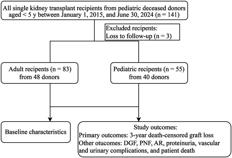 Outcomes of single kidney transplantation from small pediatric donors aged <5 years: comparative analysis between pediatric and adult recipients.