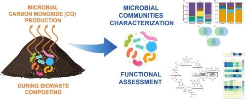 Analysis of microbial community potentially involved in carbon monoxide production in compost and its functional assessment: Utilized pathways, enzymes, and genes