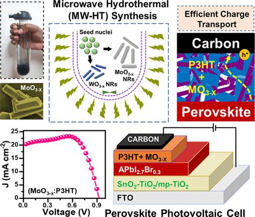 Highly Efficient Carbon Counter Electrode with a MO3–x(M = Mo, W)/Poly(3-hexylthiophene) Hybrid Layer Facilitating an Efficient Hole Transport Pathway for Perovskite Solar Photovoltaic Cells