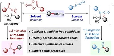 Metal- and base-free selective amidations of organoboronic acids with dioxazolones and isocyanates†