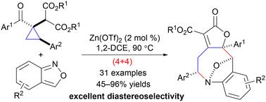 Diastereoselective synthesis of benzazocines by Zn(OTf)2-catalyzed (4+4) cyclocondensation of multisubstituted donor–acceptor cyclopropanes with anthranils†