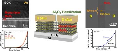 High-performance transistors with polycrystalline 2D material channels: The influence of gold electrode crystallinity and the layer number of molybdenum disulfide channels