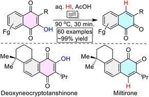Sustainable construction of value-added naphthoquinones for pharmaceuticals†
