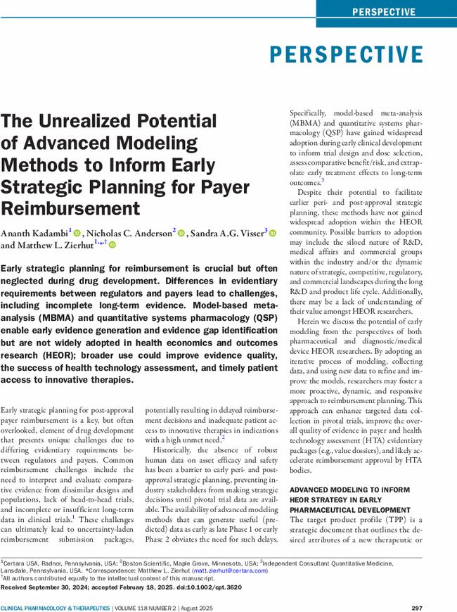The Unrealized Potential of Advanced Modeling Methods to Inform Early Strategic Planning for Payer Reimbursement