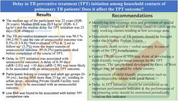 Delay in TB preventive treatment (TPT) initiation among household contacts of pulmonary TB patients: Does it affect the TPT outcome?