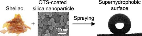 Scalable and Durable Superhydrophobic Coating Using Shellac-Based Bioadhesive and Hierarchical Silica Nanoparticles.