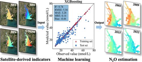Satellite-Based Estimation of Nitrous Oxide Concentration and Emission in a Large Estuary