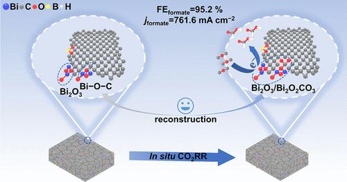 Boron-Doped Oxidized Carbon Black Hybridizing Bismuth Oxide for Electrocatalytic CO2 to Formate at a Large Current Density