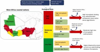 Algal bloom-mediated microplastic dispersion in coastal areas of West Africa: Integrated insights and risk projections from molecular models and remote-sensed evaluations