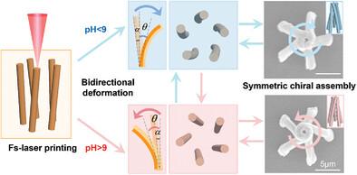 Bidirectionally Symmetric Self-Assembly of Switchable Chiral Microstructures Based on Angle Compensation and pH Regulation Strategy for Chiroptical Metamaterials