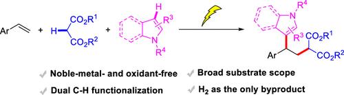 Electrochemical 1,2-Alkylarylation of Styrenes with Malonates and N-Heteroarenes via Direct C(sp3)–H/C(sp2)–H Functionalization