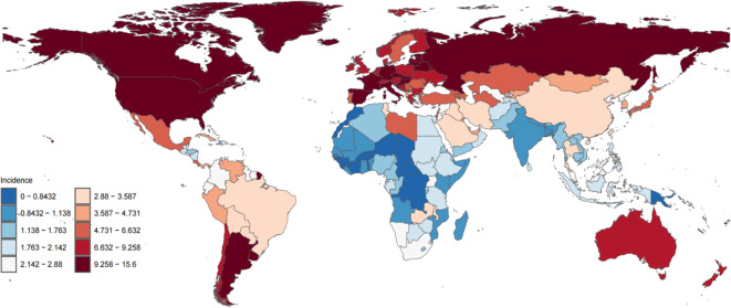 A comparative analysis of global and Chinese trends in the burden of kidney cancer from 1990 to 2021.