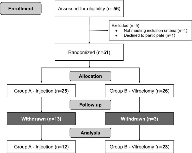 Postoperative endophthalmitis treatment with antibiotics associated or not with pars plana vitrectomy: a randomized clinical trial.