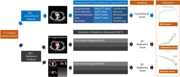 Comparison of 2D and 3D radiomics features with conventional features based on contrast-enhanced CT images for preoperative prediction the risk of thymic epithelial tumors.