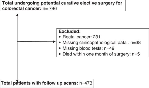The relationship between tumour necrosis, systemic inflammation, body composition and survival in patients with colon cancer.