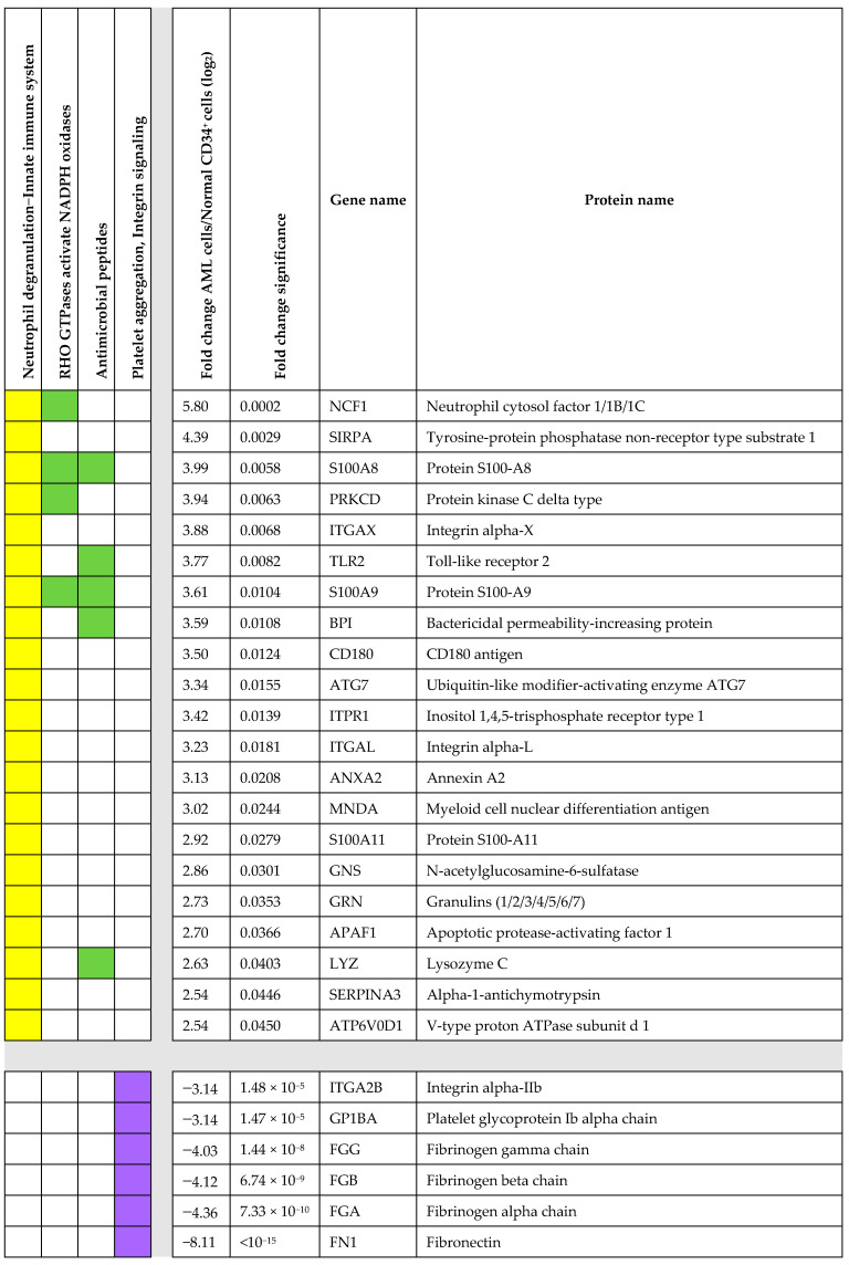 Proteomic Comparison of Acute Myeloid Leukemia Cells and Normal CD34<sup>+</sup> Bone Marrow Cells: Studies of Leukemia Cell Differentiation and Regulation of Iron Metabolism/Ferroptosis.