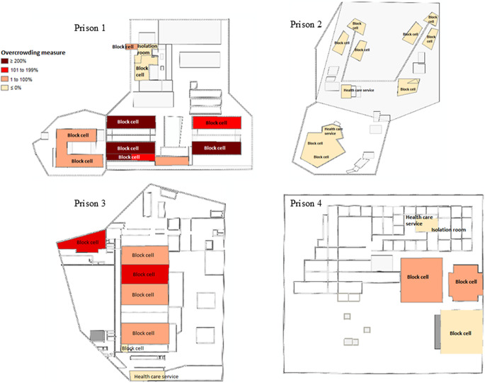 Transmission of <i>Mycobacterium tuberculosis</i> in four prisons in Colombia.