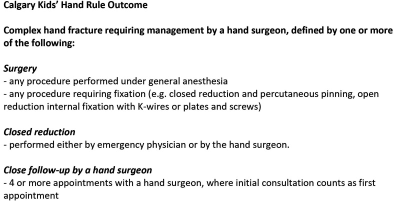 The Calgary Kids' Hand Rule: External Validation of a Prediction Model to Triage Pediatric Hand Fractures.