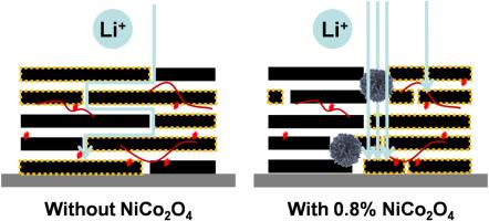 Hydrangea-like NiCo2O4 enable fast lithium ions transportation for high-performance reduced graphene oxide-based freestanding lithium-sulfur battery cathode