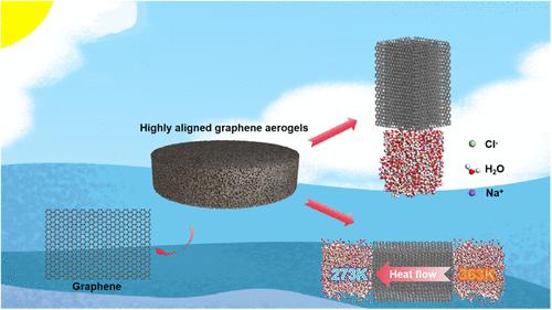 The Transport Properties of Water and Ions Confined in the Highly Aligned Graphene Aerogels: A Molecular Dynamics Simulation