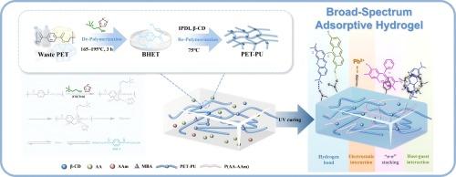 Transformation of waste PET into a robust broad-spectrum hydrogel adsorbent via DE-RE polymerization