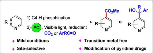 Visible-Light Photocatalytic Nucleophilic Addition of 4-Pyridylphosphonium Salts to CO2 and Carbonyl Compounds