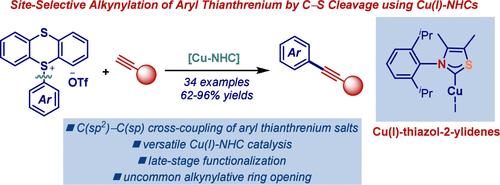 Site-Selective Copper–N-Heterocyclic Carbene-Catalyzed C(sp2)–C(sp) Cross-Coupling of Aryl Thianthrenium Salts