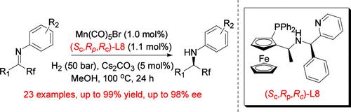 Enantioselective Synthesis of Chiral Fluorinated Amines via Manganese-Catalyzed Asymmetric Hydrogenation