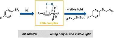 Electron donor–acceptor (EDA) complex mediated visible-light driven sulfur–fluorine bond reduction of pentafluorosulfanyl arenes using potassium iodide†‡