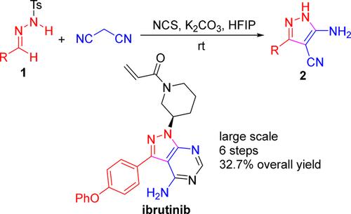 Synthesis of 5-Amino-1H-pyrazole-4-carbonitriles from N-Tosylhydrazones and Its Application in the Preparation of Ibrutinib