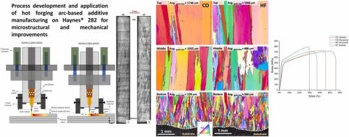 Process development and application of hot forging arc-based additive manufacturing on Haynes® 282 for microstructural and mechanical improvements