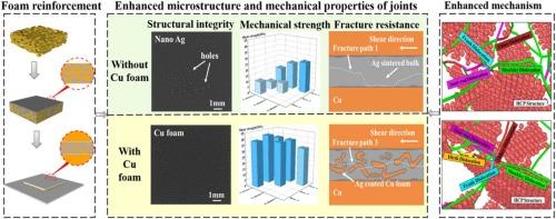 Enhanced microstructure and mechanical property of large-area nano-Ag joints by porous Cu foam at low temperature