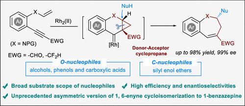 Enantioselective Synthesis of 1-Dihydrobenzazepines through Rh2(II)-Catalyzed Cycloisomerization of 1,6-Enyne