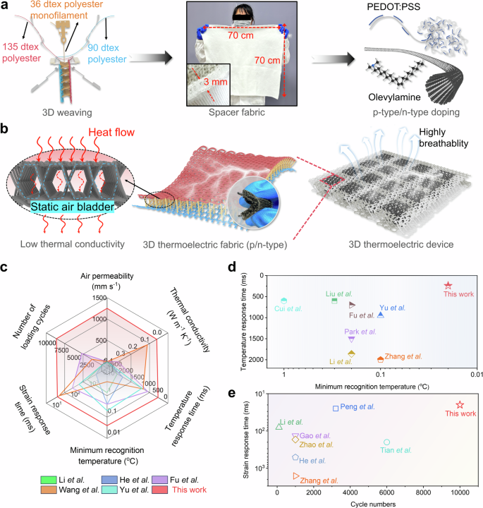 Three-dimensional flexible thermoelectric fabrics for smart wearables